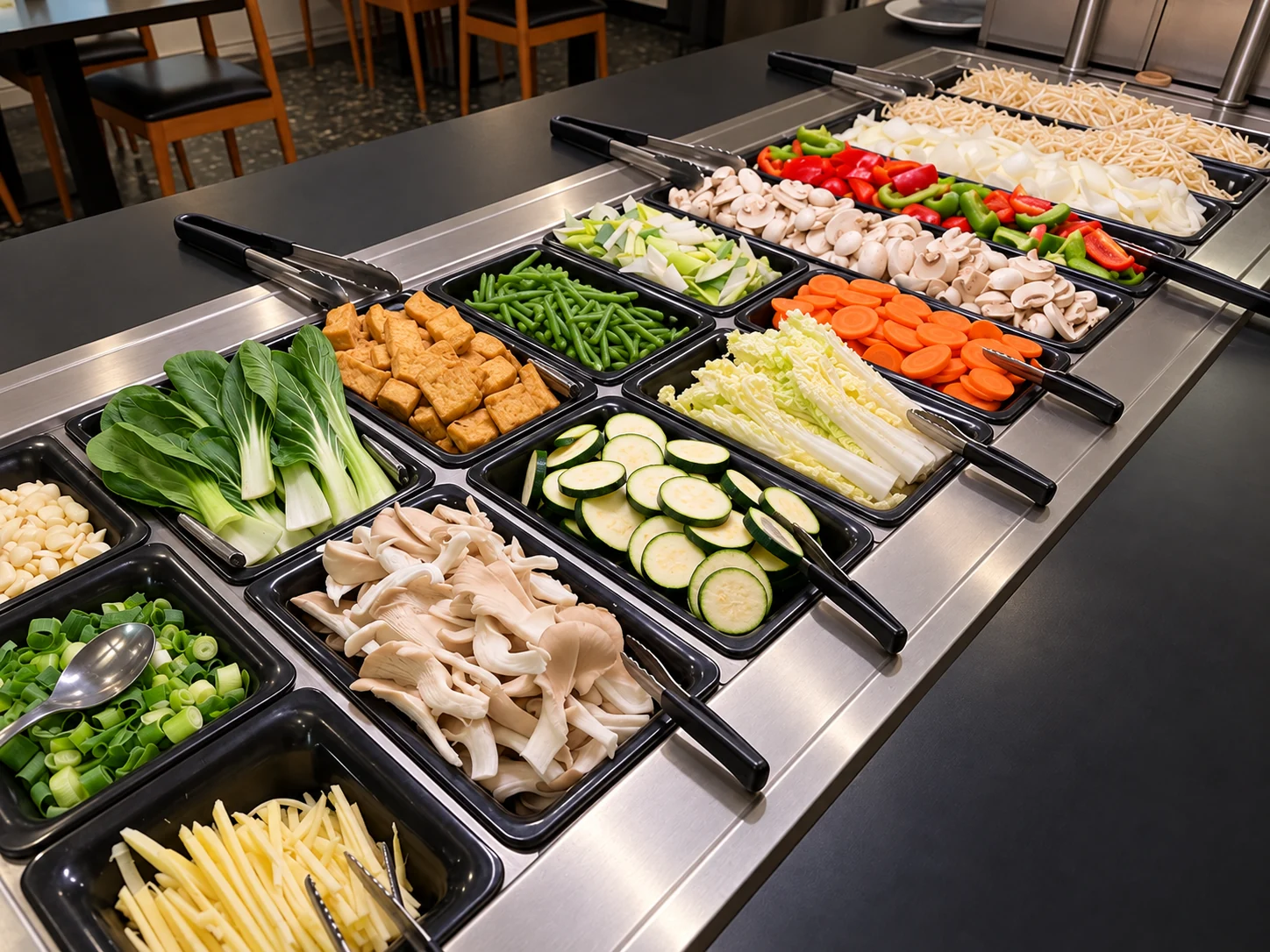 Gemüsetheke am Buffet von Xing’s Asia